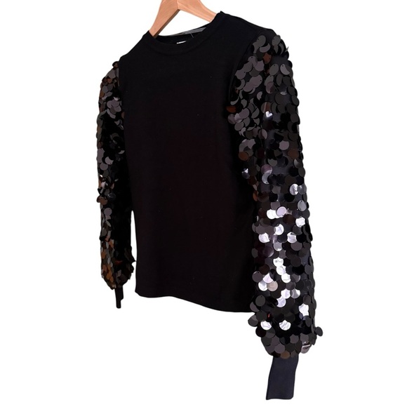 NWT Sioni Milano Women’s Small Black Sequins Bling Crew Sweater size XS - Picture 7 of 10